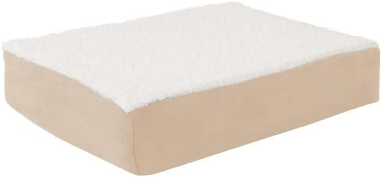 PETMAKER Orthopedic Dog Bed - 2-Layer Memory Foam Pet Bed with Machine Washable Sherpa Cover - 20x15 Pet Bed for Small Dogs up to 20lbs (Tan)
