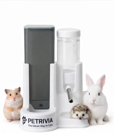 2 in 1 Automatic Hamster Feeder and Water Dispenser No Drip with Stainless Steel Nozzle, Small Animal Water Bottle, Bunny Rabbit Guinea Pig Rodent Cage Mount Gravity Feed