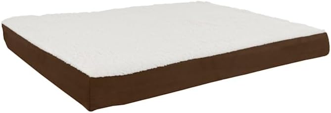 PETMAKER Orthopedic Brown Sherpa Top Pet Bed with Memory Foam and Removable Cover, 36" L X 27" W X 4" H, Medium