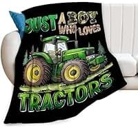 Just A Boy Who Love Tractors Blanket Green Tractor Decor Throw Blanket Gifts For Girls Boys Super Warm Soft Plush Lightweight Fleece Flannel Blanket Couch Bedding Blanket For Adults Kids Women 50"X40"