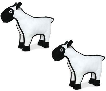 TUFFY - World's Tuffest Soft Dog Toy -Barnyard- Multiple Layers. Made Durable, Strong & Tough. Interactive Play (Tug, Toss & Fetch). Machine Washable & Floats. (Sheep, Large 2 Pack)