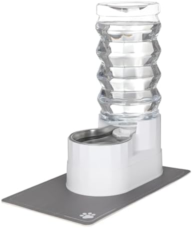 RIZZARI 9L Water Dispenser for Dogs: Ion Exchange System with Activated Carbon - Helps Prevent Urinary Stones - Supports Spinal Health in Senior Dogs - Automatic Stainless Steel Pet Feeder for Garage