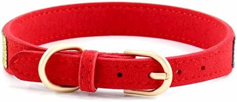 Haoyueer Cute Dazzling Sparkling Elegant Fancy Soft Suede Leather Bling Rhinestone Crystal Jeweled Pet Cat Dog Puppy Collar Dog Leash Combo Set (XS, Red-3)