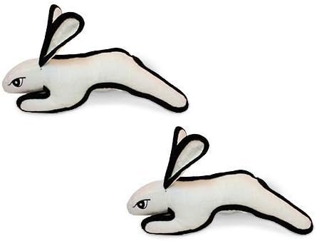 TUFFY - World's Tuffest Soft Dog Toy -Barnyard- Multiple Layers. Made Durable, Strong & Tough. Interactive Play (Tug, Toss & Fetch). Machine Washable & Floats. (White Rabbit, Large 2 Pack)