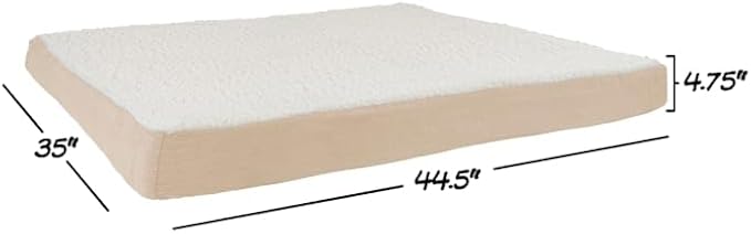 PETMAKER Orthopedic Tan Sherpa Top Pet Bed with Memory Foam and Removable Cover, 44" L X 35" W X 4.75" H, X-Large, White