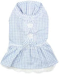 Parisian Pet Summer Dog Dress - Countryside Clothes for Large Dogs Girl - Gingham Pet Dress - Elegant Blue Dog Outfit - Lightweight Puppy Clothes - Breathable Stylish Dresses for Dogs