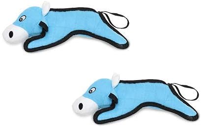 TUFFY - World's Tuffest Soft Dog Toy -Barnyard- Multiple Layers. Made Durable, Strong & Tough. Interactive Play (Tug, Toss & Fetch). Machine Washable & Floats. (Cow, Jr 2 Pack)