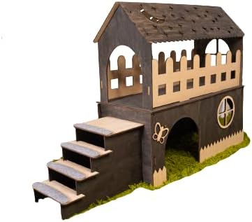 Wooden rabbit house, bunny сastle, Add your pet's name for FREE (Add fleece)