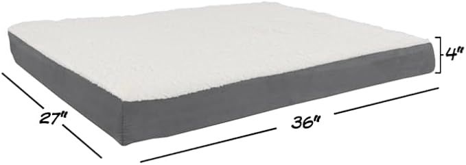 PETMAKER Orthopedic Gray Sherpa Top Pet Bed with Memory Foam and Removable Cover, 36" L X 27" W X 4" H, Large, Green
