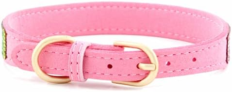 Cute Dazzling Sparkling Elegant Fancy Soft Suede Leather Bling Rhinestone Crystal Jeweled Pet Cat Dog Puppy Collar Dog Leash Combo Set (XXS, Pink-3), XX-Small