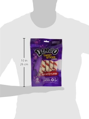 Dingo Twist Sticks, Rawhide for Dogs, Made with Real Chicken, 9 Count