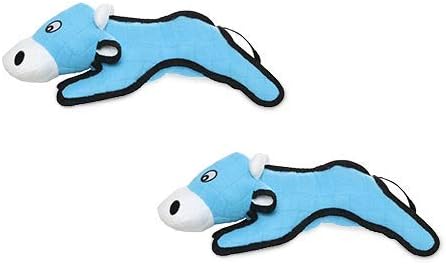 TUFFY - World's Tuffest Soft Dog Toy -Barnyard- Multiple Layers. Made Durable, Strong & Tough. Interactive Play (Tug, Toss & Fetch). Machine Washable & Floats. (Cow, Large 2 Pack)