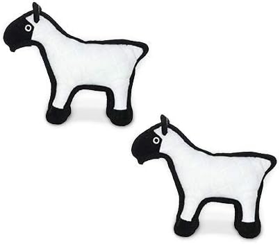 TUFFY - World's Tuffest Soft Dog Toy -Barnyard- Multiple Layers. Made Durable, Strong & Tough. Interactive Play (Tug, Toss & Fetch). Machine Washable & Floats. (Sheep, Jr 2 Pack)