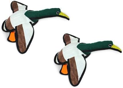 TUFFY - World's Tuffest Soft Dog Toy -Barnyard- Multiple Layers. Made Durable, Strong & Tough. Interactive Play (Tug, Toss & Fetch). Machine Washable & Floats. (Duck, Large 2 Pack)