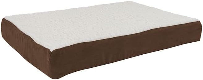 PETMAKER Orthopedic Brown Sherpa Top Pet Bed with Memory Foam and Removable Cover, 30" L X 20.5" W X 4" H, Small
