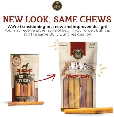 Bully Bunches Premium 12" Standard Odor-Free Bully Sticks for Medium & Large Dogs - Consistently Sized, Long-Lasting, Natural, Single-Ingredient 100% Beef Chews for Oral Health (10-Pack) Made in USA