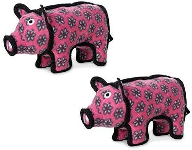 TUFFY - World's Tuffest Soft Dog Toy -Barnyard- Multiple Layers. Made Durable, Strong & Tough. Interactive Play (Tug, Toss & Fetch). Machine Washable & Floats. (Pig, Jr 2 Pack)