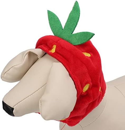 Cat Dog Strawberry Hat, Plush Material Adjustable Comfortable Pet Costume Decoration Headgear for Daily Wear Birthday Party