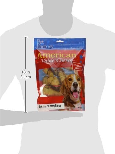 Pet Factory American Beefhide 4-5" Knotted Bones Dog Chew Treats - Chicken Flavor, 8 Count/1 Pack