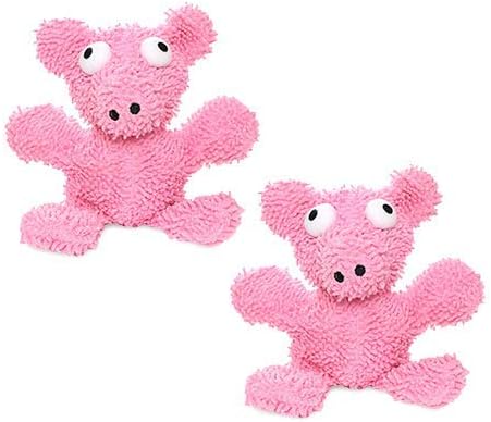 MIGHTY- Microfiber Ball - Farm – Made with Squeaker Balls and Minimal Stuffing. Strong & Tough. Interactive Play. Machine Washable & Floats (Pig, Medium 2 Pack)