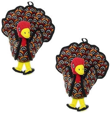 TUFFY - World's Tuffest Soft Dog Toy -Barnyard- Multiple Layers. Made Durable, Strong & Tough. Interactive Play (Tug, Toss & Fetch). Machine Washable & Floats. (Turkey, Jr 2 Pack)