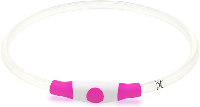 BSEEN Light Up Dog Collar, Type-C Rechargeable LED Dog Collar Waterproof Glowing Pet Collar TPU Cuttable Lighted Puppy Collar Safety Dog Lights for Night Walking (Pink 70cm)
