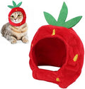 Cat Dog Strawberry Hat, Plush Material Adjustable Comfortable Pet Costume Decoration Headgear for Daily Wear Birthday Party