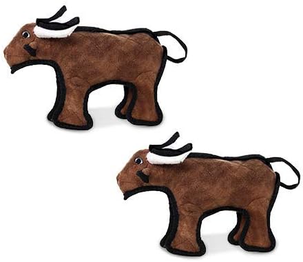 TUFFY - World's Tuffest Soft Dog Toy -Barnyard- Multiple Layers. Made Durable, Strong & Tough. Interactive Play (Tug, Toss & Fetch). Machine Washable & Floats. (Bull, Jr 2 Pack)