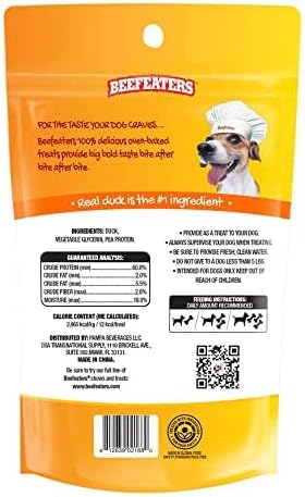 Beefeaters Duck Jerky Strips for Dogs 3oz (Pack of 6), Oven-Baked High Protein Dog Treats Duck Jerky - Low Fat Grain-Free Dog Snacks - No Corn, Wheat or Soy - Chewy Jerky Treats for Training & Rewards