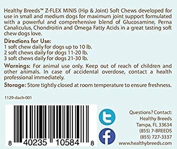 Healthy Breeds Dachshund Z-Flex Minis Hip and Joint Support Soft Chews 60 Count