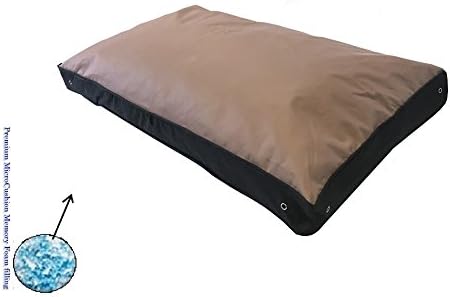 Durable Comfort Micro-Cushion Memory Foam Pet Dog Pillow Bed with Waterproof Liner + External Waterproof Oxford Fabric Cover for S,M,L Dogs- Complete Set (48x30 inches, Brown Color)