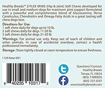 Healthy Breeds Boxer Z-Flex Minis Hip and Joint Support Soft Chews 60 Count