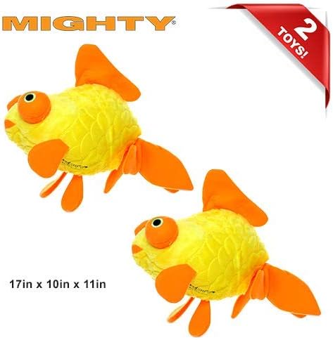 MIGHTY- Massive - Squeaker-Multiple Layers. Made Durable, Strong & Tough. Interactive Play Dog Toy (Tug, Toss & Fetch). Machine Washable & Floats. (Goldfish, Massive 2 Pack)