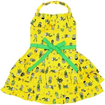 Parisian Pet Cactus Dog Dress - Summer Clothes for Large Dogs Girl - Tropical Pet Dress - Beach Dog Outfit - Lightweight Puppy Clothes - Yellow Dresses for Dogs - Female Dog Apparel