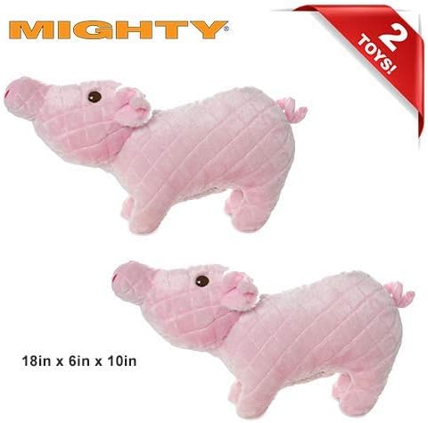 MIGHTY- Massive - Squeaker-Multiple Layers. Made Durable, Strong & Tough. Interactive Play Dog Toy (Tug, Toss & Fetch). Machine Washable & Floats. (Piglet, Massive 2 Pack)