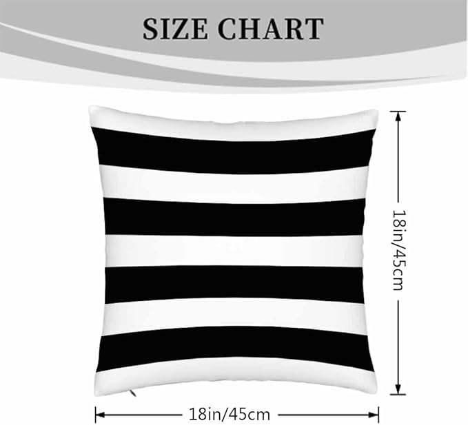 Decor Throw Pillow Covers Black White Striped Horizontal Seamless Pattern Pillow Cases for Bedroom Living Room Pack of 2 for Men Women 18X18Inch
