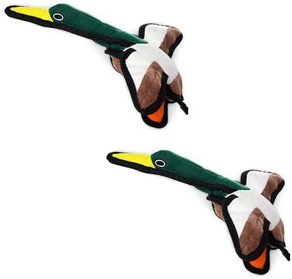 TUFFY - World's Tuffest Soft Dog Toy -Barnyard- Multiple Layers. Made Durable, Strong & Tough. Interactive Play (Tug, Toss & Fetch). Machine Washable & Floats. (Duck, Jr 2 Pack)