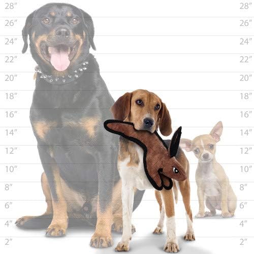 TUFFY - World's Tuffest Soft Dog Toy -Barnyard- Multiple Layers. Made Durable, Strong & Tough. Interactive Play (Tug, Toss & Fetch). Machine Washable & Floats. (Brown Rabbit, Jr 2 Pack)