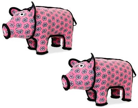 TUFFY - World's Tuffest Soft Dog Toy -Barnyard- Multiple Layers. Made Durable, Strong & Tough. Interactive Play (Tug, Toss & Fetch). Machine Washable & Floats. (Pig, Large 2 Pack)