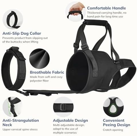 Dog Sling for Large Dogs Hind Leg Support, Senior Dogs Lift Assist Harness for Weak Back Leg Support, Help Large Breed Rear Leg Up Harness, Mobility Aids for Elderly, Injured, Paralyzed Dog, XL