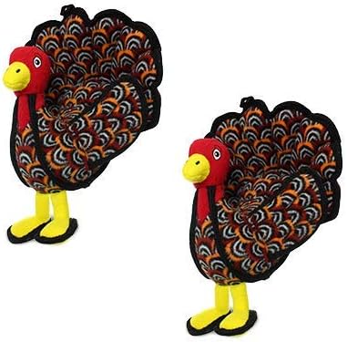 TUFFY - World's Tuffest Soft Dog Toy -Barnyard- Multiple Layers. Made Durable, Strong & Tough. Interactive Play (Tug, Toss & Fetch). Machine Washable & Floats. (Turkey, Large 2 Pack)