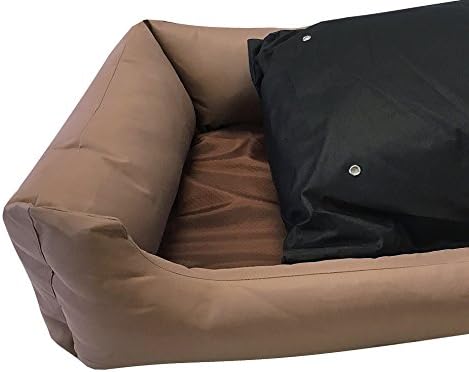 Tough Durable Oxford Waterproof Fabric Covered 2-Piece Polyester Filling Pillow Pet Bed for Small to Extra Large Dog (48x30 inches, Brown)