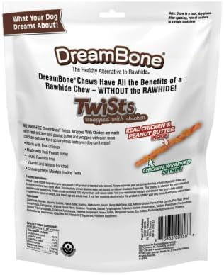 Dream~Bone~ Twists Wrapped with Real Chicken & Peanut Butter, Highly Digestible Dog Chews, 36 Count