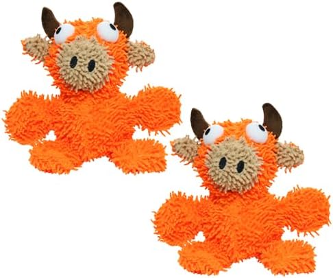 MIGHTY- Microfiber Ball - Farm – Made with Squeaker Balls and Minimal Stuffing. Strong & Tough. Interactive Play. Machine Washable & Floats (Bull, Medium 2 Pack)