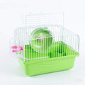 Small Pet Hamster Cage with Running Wheel Water Bottle Food Basin Portable Carrier House Mice Home Habitat for Going Out, Traveling (Green)