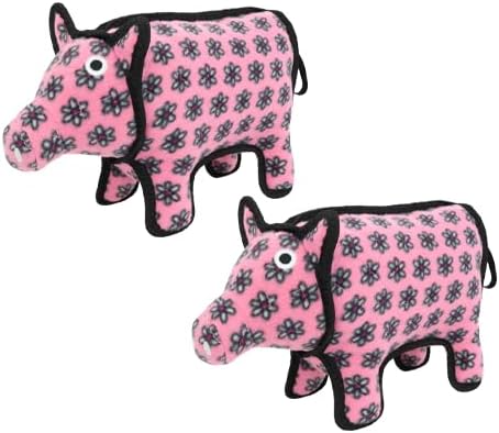 TUFFY - World's Tuffest Soft Dog Toy -Barnyard- Multiple Layers. Made Durable, Strong & Tough. Interactive Play (Tug, Toss & Fetch). Machine Washable & Floats. (Pig, Medium 2 Pack)
