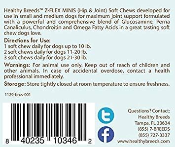 Healthy Breeds Brussels Griffon Z-Flex Minis Hip and Joint Support Soft Chews 60 Count