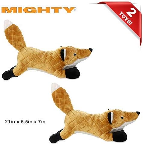 MIGHTY- Massive - Squeaker-Multiple Layers. Made Durable, Strong & Tough. Interactive Play Dog Toy (Tug, Toss & Fetch). Machine Washable & Floats. (Fox, Massive 2 Pack)