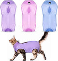 Nuanchu 3 Pieces Cat Recovery Suit Kitten Recovery Suit E-Collar Alternative for Cats and Dogs Abdominal Skin Anti Licking Pajama Clothes Sets(Large,Solid Style,Purple Pink Blue)