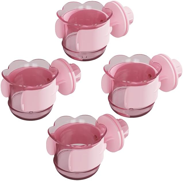 2pcs/4pcs PET Bird Bowls with Clamp, Bird Cage Feeder, Durable Water Bowl, Feeding Cups, Water Feeder for Cockatiel, Parakeet, Macaw, Finches, Lovebirds, Small Animals Gray (Pink, 4pcs)